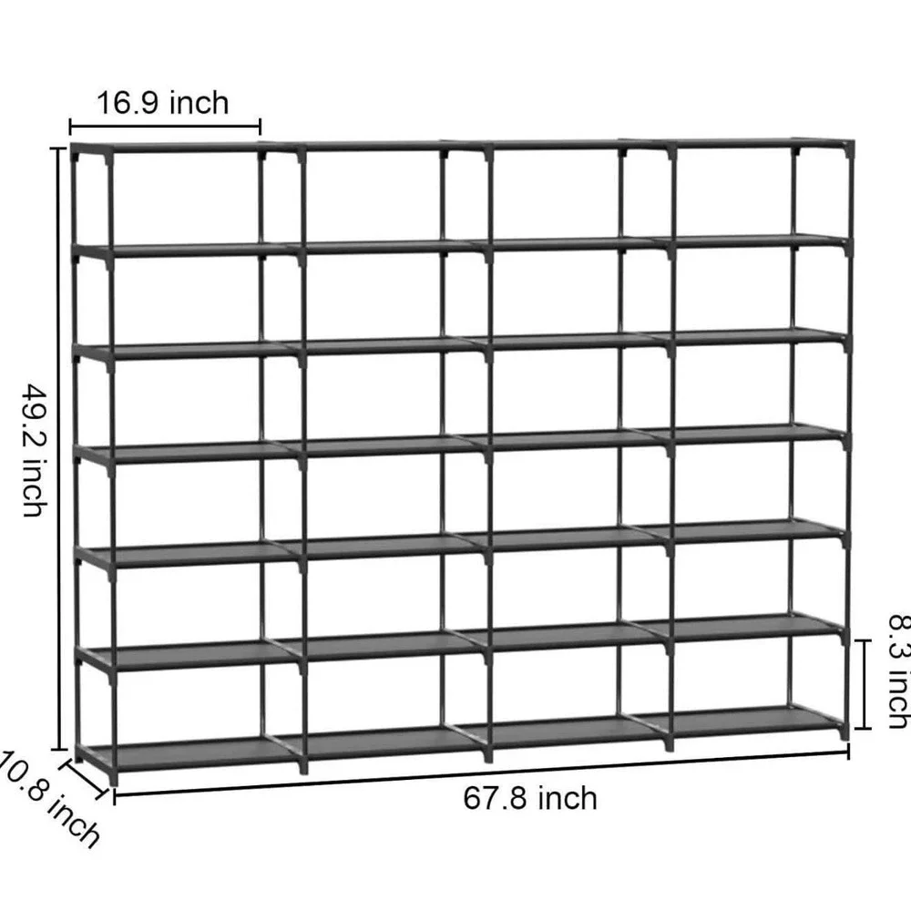 Large Shoe Rack 4 Row 7 Tier DIY STACKABLE‎ STORAGE Organizer Shelf 56-70 Pairs